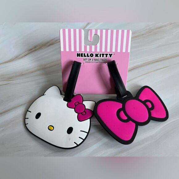 Hello Kitty White Face & Pink Bow Kids Bag & Luggage Tags Set - Picture 1 of 6